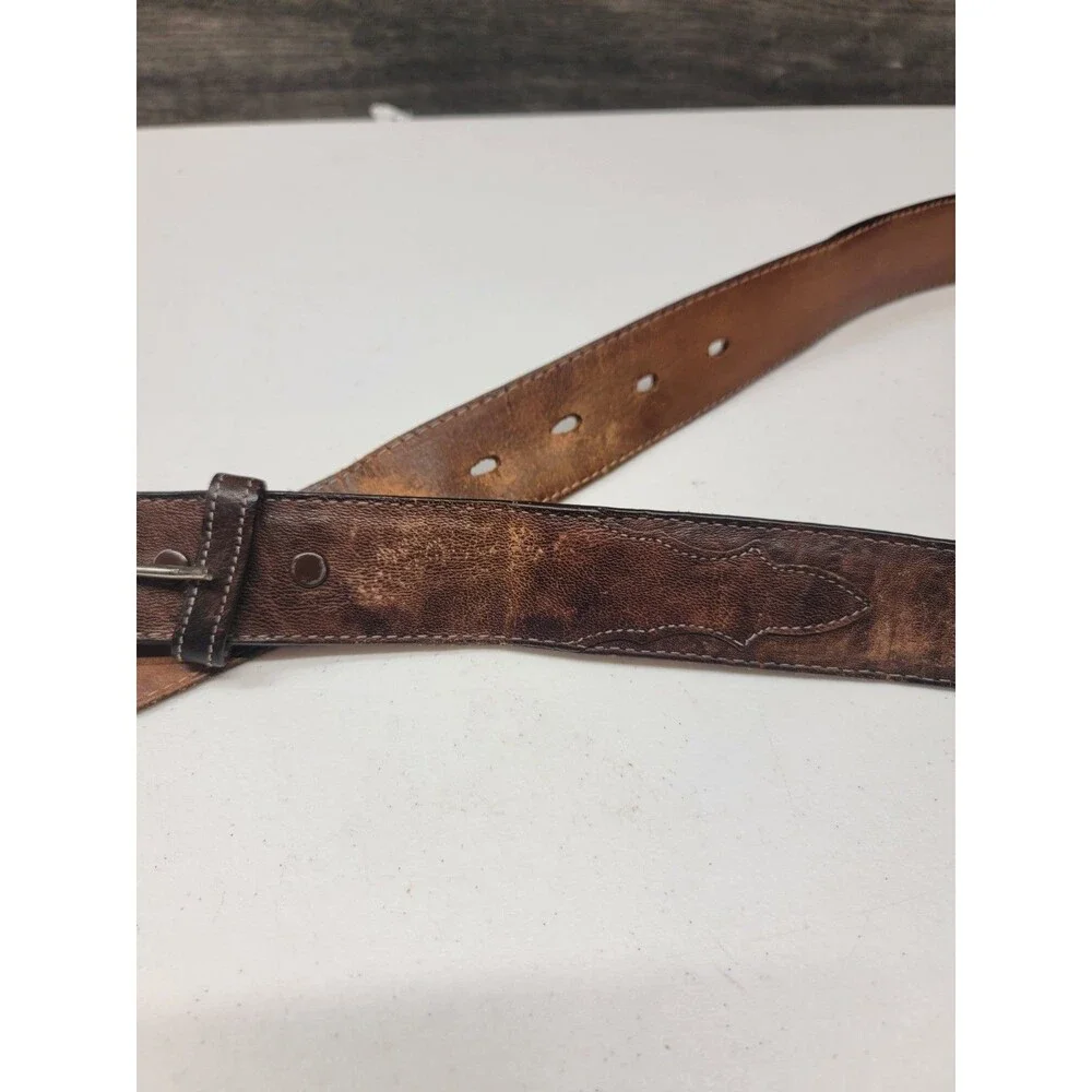 vintage TONY LAMA buckle belt 34 brown leather WESTERN